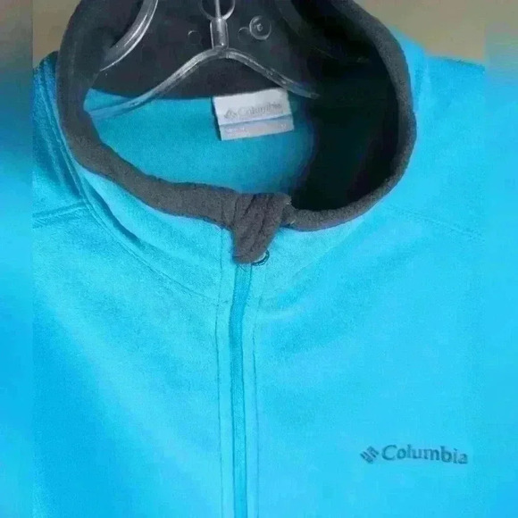 Columbia Men's Pine Ridge Half Zip Fleece Pullover Cyan Blue - Size  Medium - Picture 6 of 10